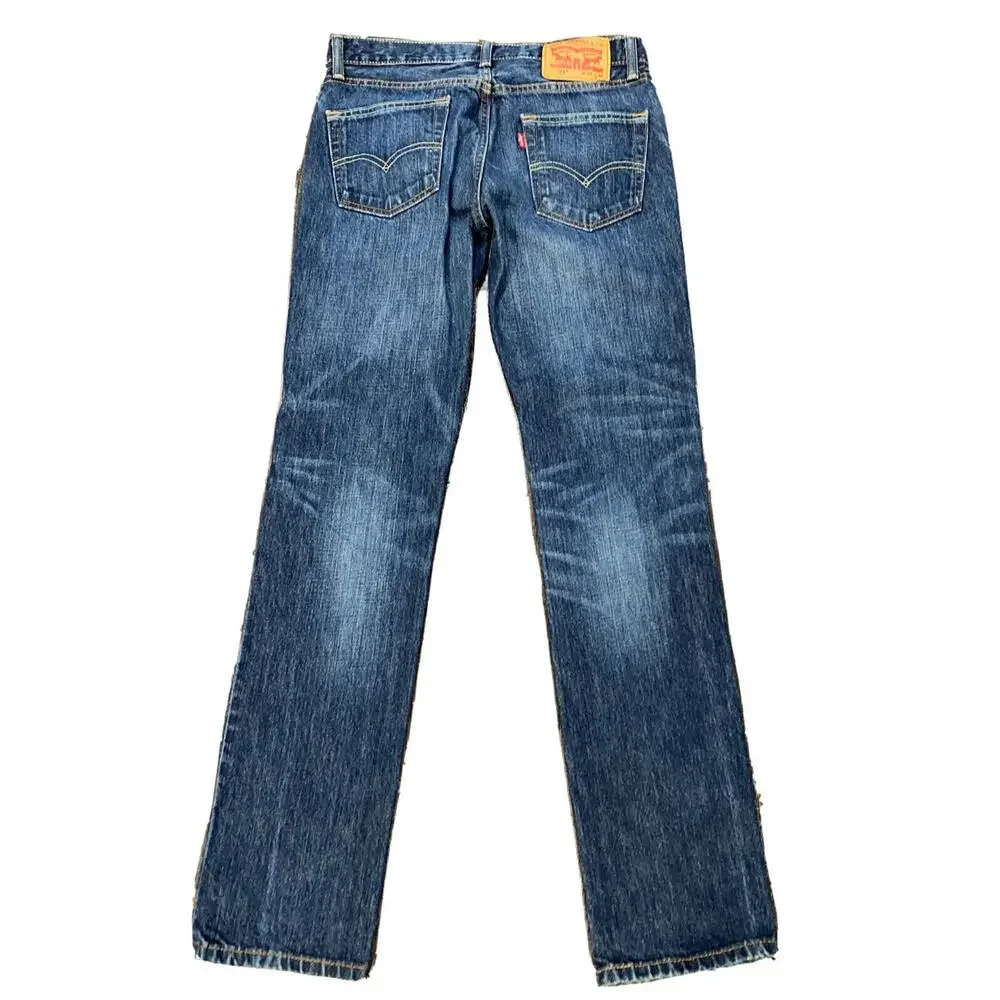 Levis 511 Mens Jeans Dark‎ Blue Denim 29x32 Slim Fit Red Tab Stretch EUC